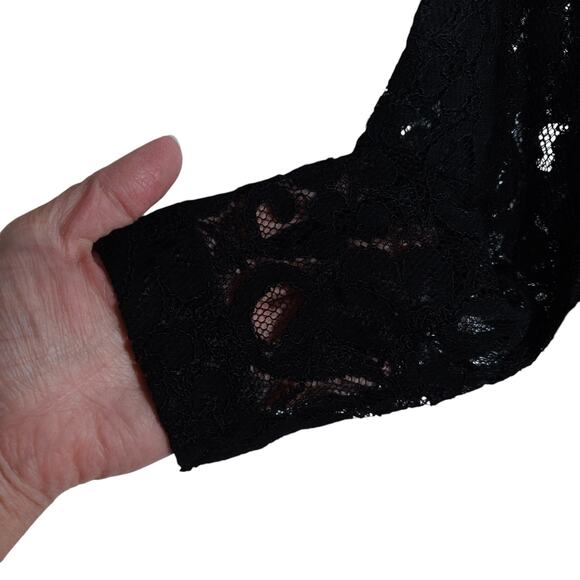 Pietro Brunelli Milano Womens Dress Small Black Floral Lace Long Sleeve A Line - Picture 4 of 15